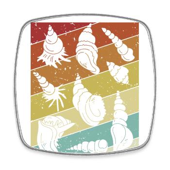 Sac à coquillages rétro Bivalvia Shell Hunter Seashell - Magnet carré - blanc - Devant