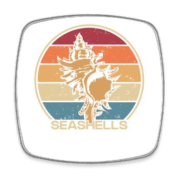 Retro Seashells Shell Shelling Bag Seashell - Square fridge magnet - white - Front