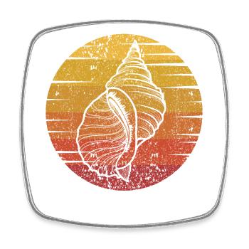 Retro Bivalvia Shell Shelling Bag Hunter Seashell - Magnet carré - blanc - Devant