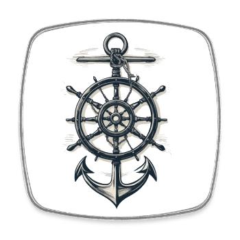 Maritime Compass Anchor Symbol - Square fridge magnet - white - Front