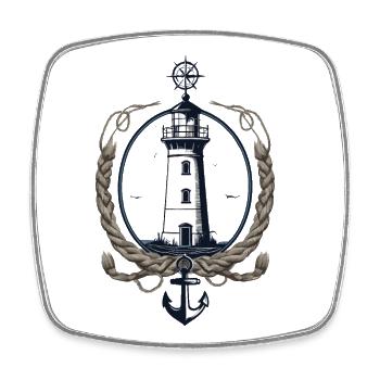 Phare Hobby Pêcheur Marin Style Vintage - Magnet carré - blanc - Devant