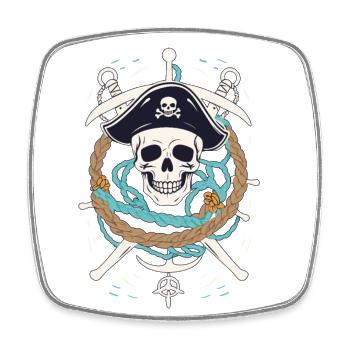 Drôle de Pirate Tenue Jolly Roger Design - Magnet carré - blanc - Devant