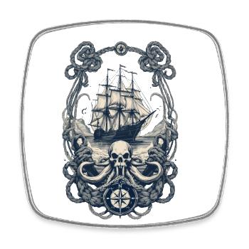 Adventure on the high seas with pirate ship - Square fridge magnet - white - Front