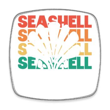 Retro Silhouette Sac à coquillages Bivalvia Seashell - Magnet carré - blanc - Devant