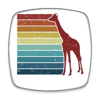 Retro African Giraffidae Nubian Giraffe Friend - Square fridge magnet - white - Front
