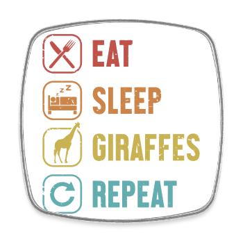 Manger Dormir Girafes Répéter Giraffidae Nubian - Magnet carré - blanc - Devant