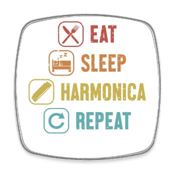 Eat Sleep Harmonica Repeat Harmoniste Harmoniciste - Magnet carré - blanc - Devant