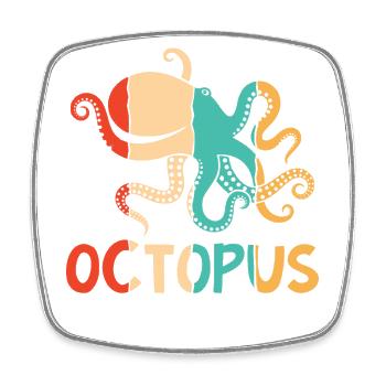 Retro Cephalopoda Octopodes Octopoda Lover Octopus - Square fridge magnet - white - Front