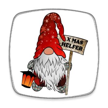 Helfer Wichtel Weihnachtsgnom - Viereckiger Kühlschrankmagnet - Weiß - Vorne