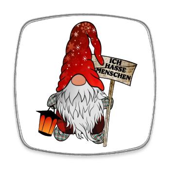 Je déteste les gens Gnome - Ugly Christmas Gnome - Magnet carré - blanc - Devant