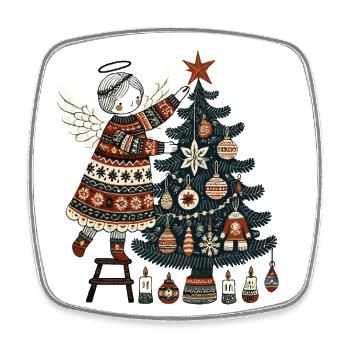 Christmas angel in Scandinavian - Square fridge magnet - white - Front
