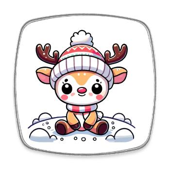 Cute Reindeer Christmas - Square fridge magnet - white - Front