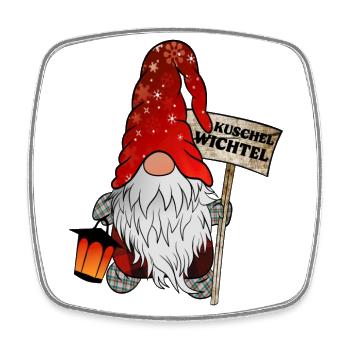 Kuschel Wichtel Weihnachts Gnom - Viereckiger Kühlschrankmagnet - Weiß - Vorne
