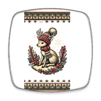 Enchanting vintage design for Christmas - Square fridge magnet - white - Front