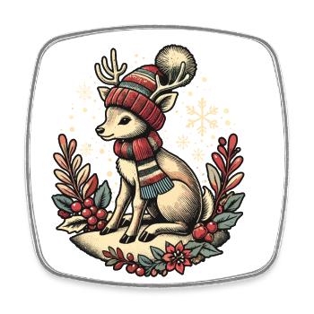 Vintage Christmas Reindeer Design - Square fridge magnet - white - Front