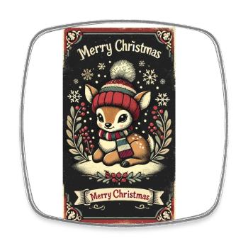 Vintage Noël renne neige flocons de neige - Magnet carré - blanc - Devant