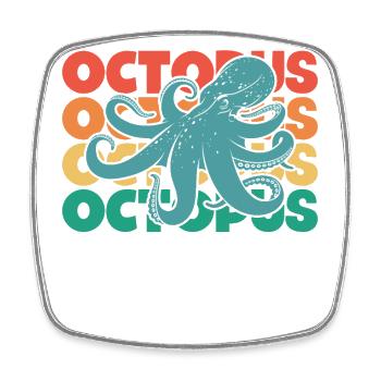 Octopus Retro Text Octopoda Cephalopoda Octopodes - Square fridge magnet - white - Front