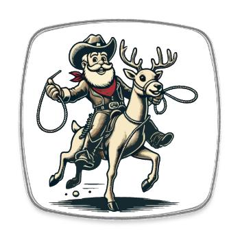 Santa Claus Cowboy Rider Adventure - Square fridge magnet - white - Front