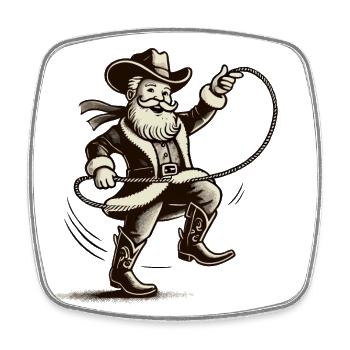Cowboy Weihnachtsmann Lustig Lasso Weihnachten - Viereckiger Kühlschrankmagnet - Weiß - Vorne