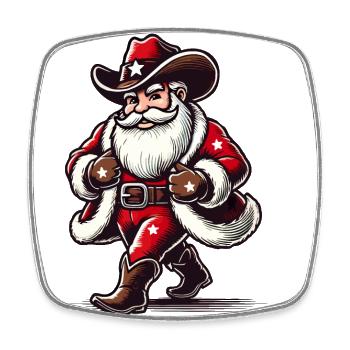 Cowboy Weihnachtsmann Abenteuerlich Festlich - Viereckiger Kühlschrankmagnet - Weiß - Vorne