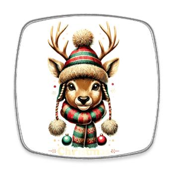 Adorable vintage design with cute reindeer - Square fridge magnet - white - Front