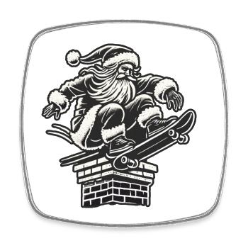 Noël Patineur Père Noël Style Streetwear - Magnet carré - blanc - Devant