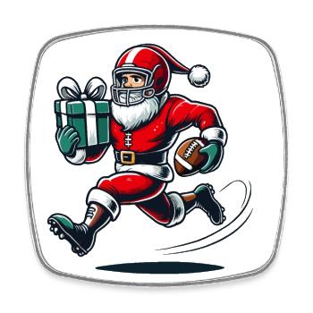 Le Père Noël joue au football Cadeau Fun - Magnet carré - blanc - Devant