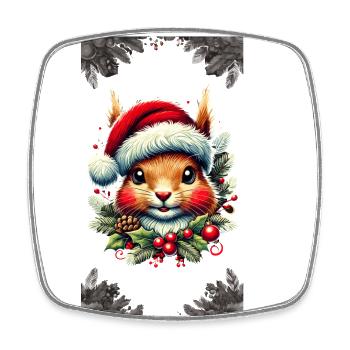 Fröhliche Weihnachten Eichhörnchen Kunstwerk - Viereckiger Kühlschrankmagnet - Weiß - Vorne
