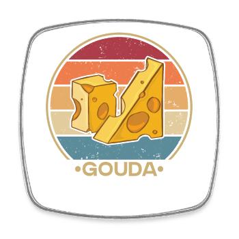 Retro Maker Queso Cheesemonger Lover Gouda Cheese - Square fridge magnet - white - Front