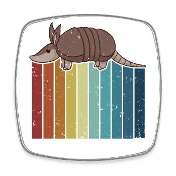Retro Pink Fairy Cingulata Chlamyphoridae Lover - Square fridge magnet - white - Front