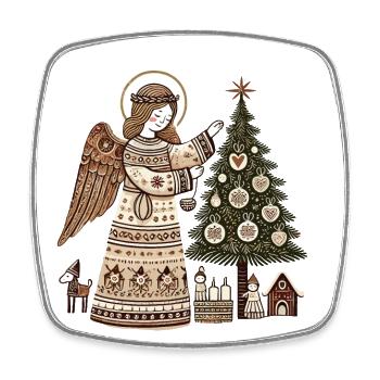 Weihnachtlicher Engel Mit Skandinavischem Charme - Viereckiger Kühlschrankmagnet - Weiß - Vorne