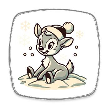 Design vintage Noël mignon mignon renne - Magnet carré - blanc - Devant