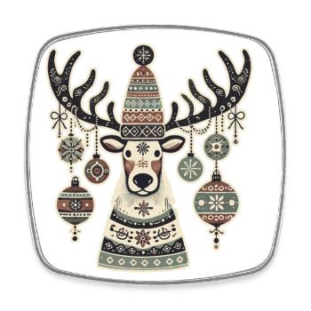 aChristmas Deer in Vintage Cottagecore Sti - Square fridge magnet - white - Front