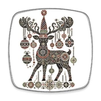 Noël Vintage Cottagecore Renne Magie - Magnet carré - blanc - Devant