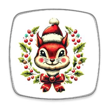 Fröhliches Eichhörnchen Weihnachten Festlich - Viereckiger Kühlschrankmagnet - Weiß - Vorne