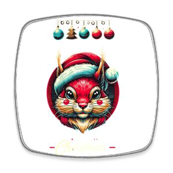 Merry Christmas Squirrel Motif - Square fridge magnet - white - Front