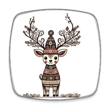 Christmas reindeer magic for festives - Square fridge magnet - white - Front
