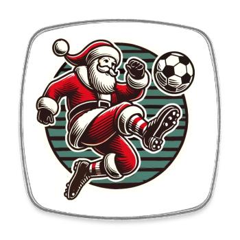 Santa Claus Soccer Player Design - Square fridge magnet - white - Front