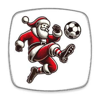 fFußballspielender Weihnachtsmann Santa - Viereckiger Kühlschrankmagnet - Weiß - Vorne