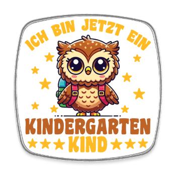 Kindergarten Eule Ich bin jetzt ein - Viereckiger Kühlschrankmagnet - Weiß - Vorne