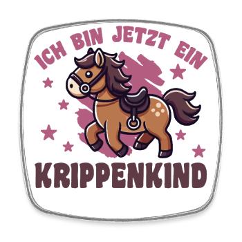 ich bin ein Krippenkind Kinderkrippe Pferd - Viereckiger Kühlschrankmagnet - Weiß - Vorne