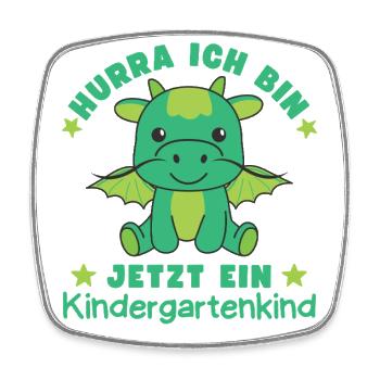 Hurra Ich Bin Jetzt Ein Kindergartenkind Drache - Viereckiger Kühlschrankmagnet - Weiß - Vorne