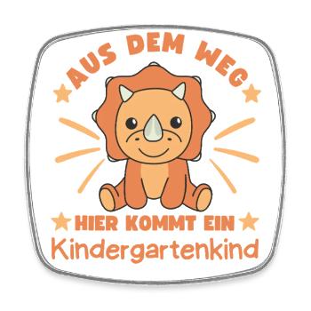 Hier Kommt Ein Kindergartenkind Triceratops Dino - Viereckiger Kühlschrankmagnet - Weiß - Vorne