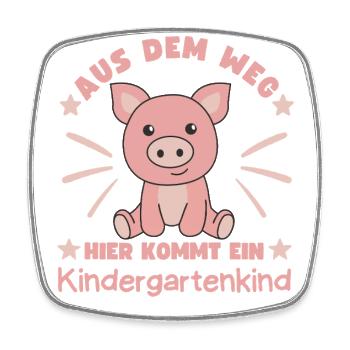 Hier Kommt Ein Kindergartenkind süßes Schwein - Viereckiger Kühlschrankmagnet - Weiß - Vorne