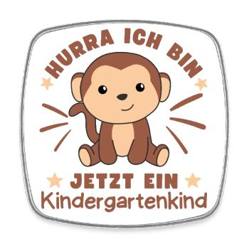 Hurra Ich Bin Jetzt Ein Kindergartenkind Affe - Viereckiger Kühlschrankmagnet - Weiß - Vorne