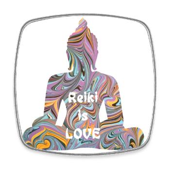 reiki mit buddha e 14 - Viereckiger Kühlschrankmagnet - Weiß - Vorne