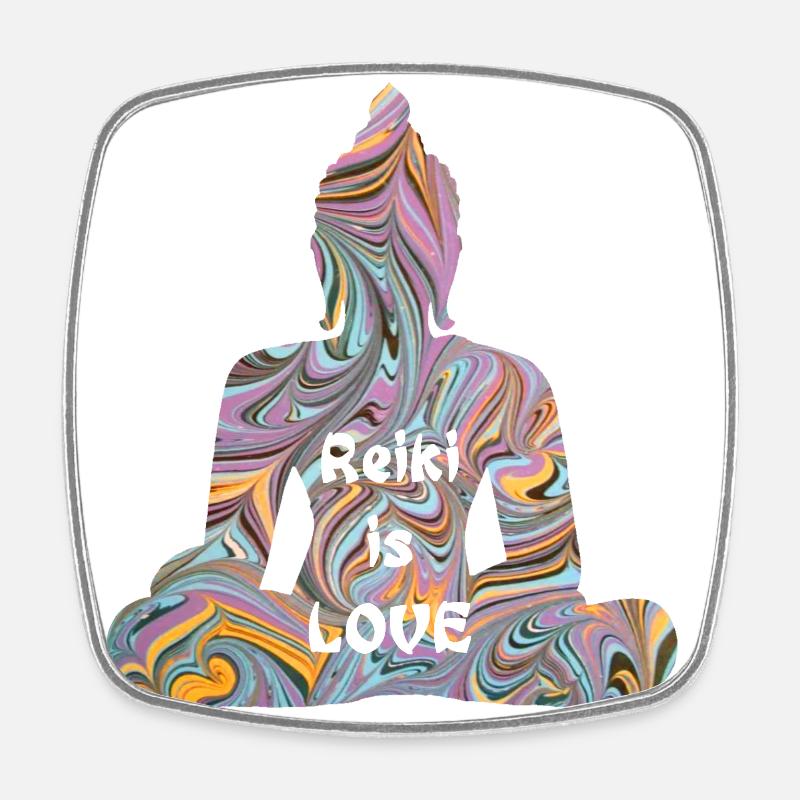 reiki avec bouddha e 14 - Magnet carré - blanc