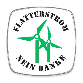 Flatterstrom Nein Danke, Windkraft Nein Danke - Viereckiger Kühlschrankmagnet - Weiß - Vorne