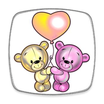 Ours amoureux 2 - Magnet carré - blanc - Devant