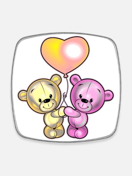 Bears in love 2 - Square fridge magnet - white